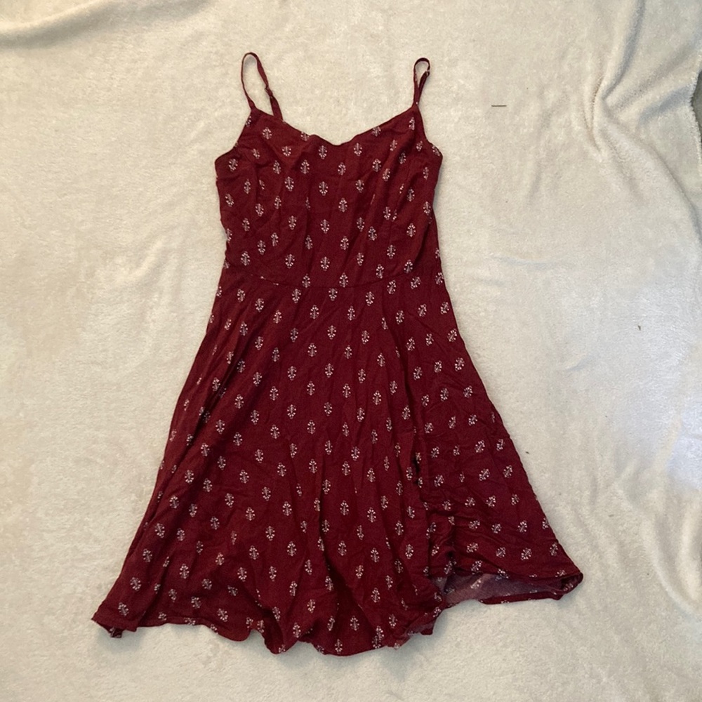 Maroon summer dress.